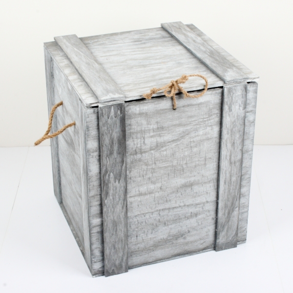 Dřevěné bedýnky s patinou sada 3ks 31/31/42cm