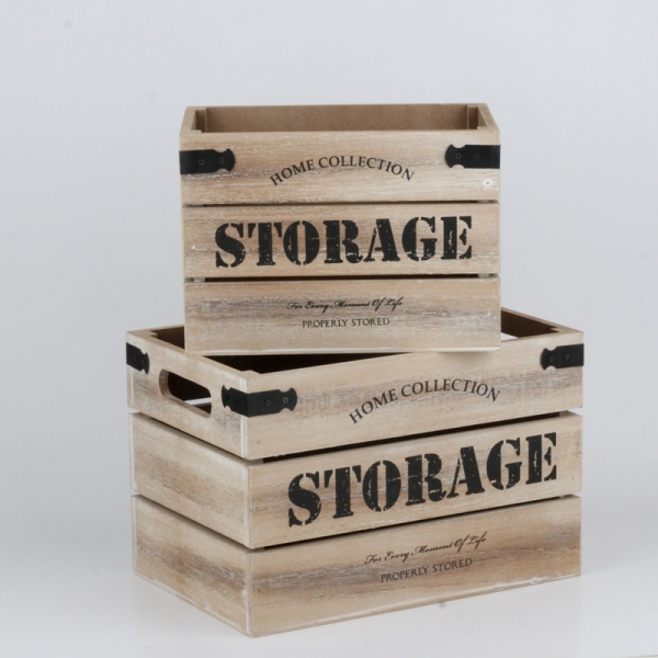 Dřevěné dekorační bedny STORAGE 2ks