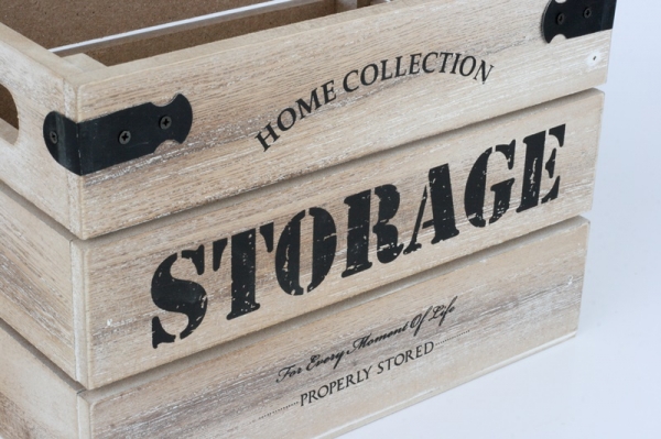 Dřevěné dekorační bedny STORAGE 2ks