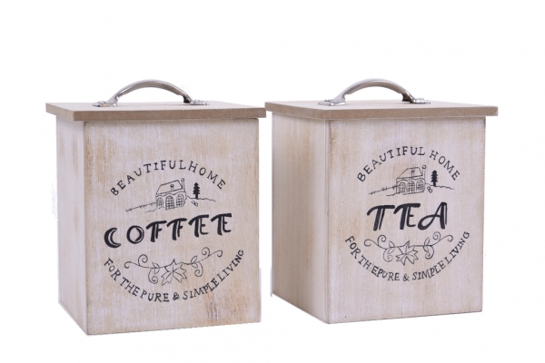 Dřevěné dózy na čaj a kávu Beautiful home 