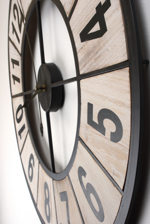 Dřevěné industriální hodiny 70cm