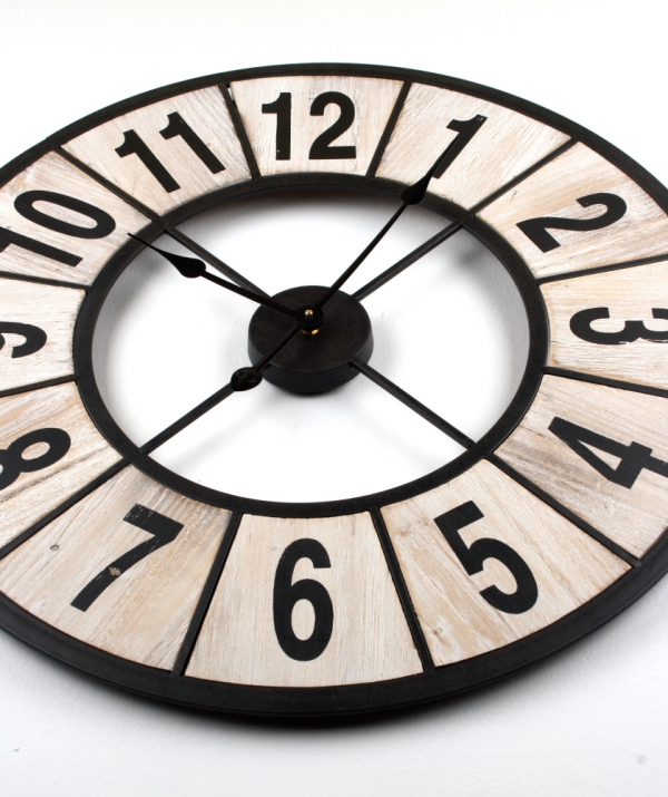Dřevěné industriální hodiny 70cm