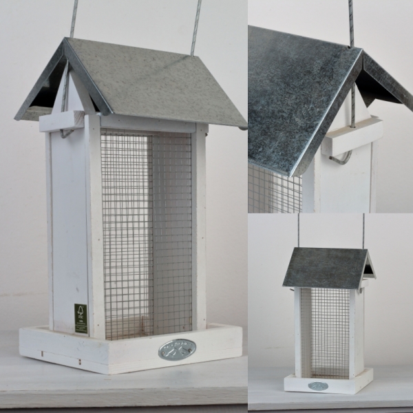 Dřevěné krmítko bílé 27,5cm