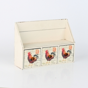 Dřevěné nástěnné šuplíčky s kohoutem 20x28cm