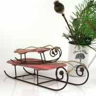 Dřevěné sáně červené 6x28x10,5cm