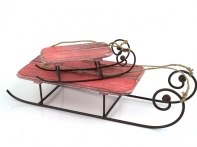 Dřevěné sáně červené 6x28x10,5cm