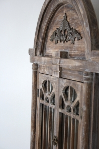 Dřevěné zrcadlo okno s okenicí hnědé 62x93cm