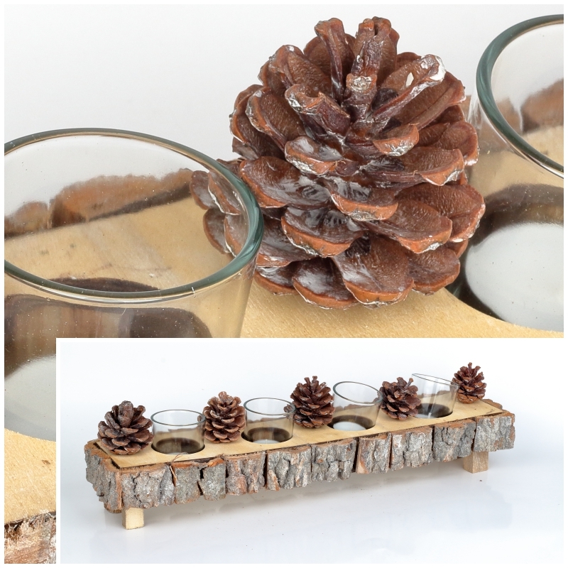 Dřevěný adventní svícen 47,5x11,5x7cm