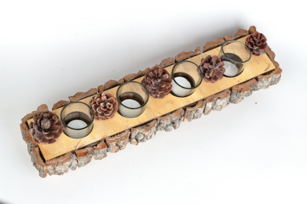 Dřevěný adventní svícen 47,5x11,5x7cm