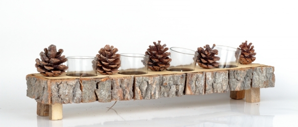 Dřevěný adventní svícen 47,5x11,5x7cm