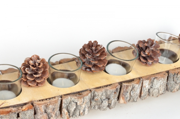 Dřevěný adventní svícen 47,5x11,5x7cm