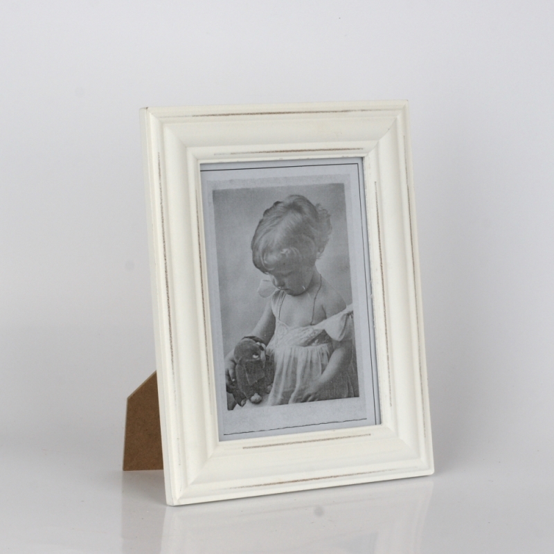 Dřevěný bílý fotorámeček s patinou 24x19,5cm