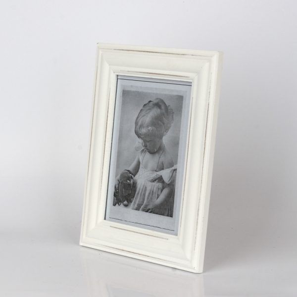 Dřevěný bílý fotorámeček s patinou 24x19,5cm