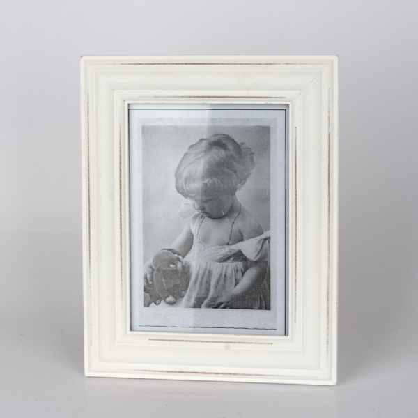 Dřevěný bílý fotorámeček s patinou 24x19,5cm