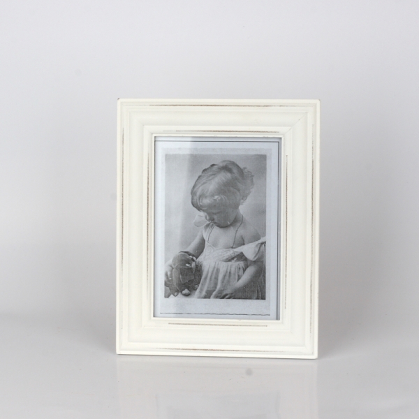 Dřevěný bílý fotorámeček s patinou 24x19,5cm