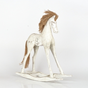 Dřevěný bílý houpací kůň 30cm
