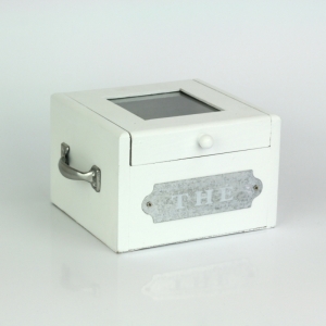 Dřevěný box na čaj 15,5x14x10cm