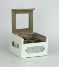 Dřevěný box na čaj 15,5x14x10cm