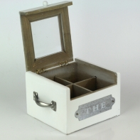 Dřevěný box na čaj 15,5x14x10cm