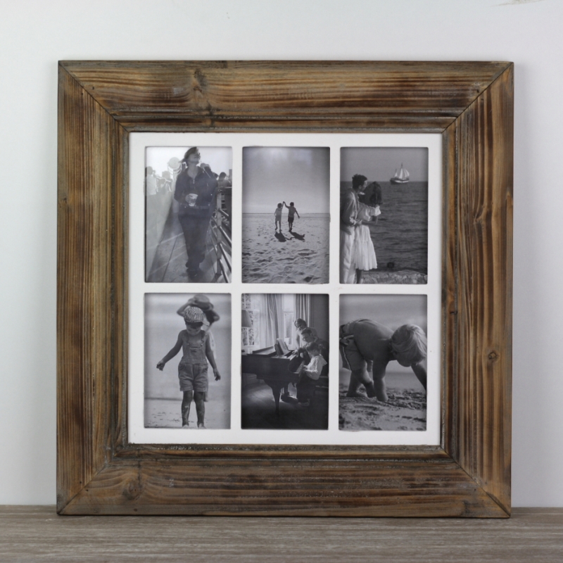 Dřevěný fotorámeček na 6 fotografií 47x47cm