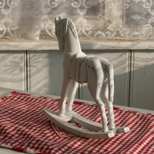 Dřevěný houpací kůň bílý 23x14cm