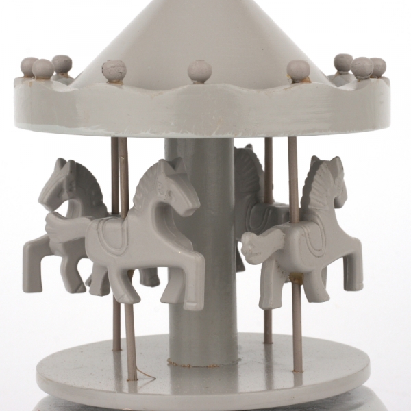 Dřevěný hrací kolotoč šedý 19cm