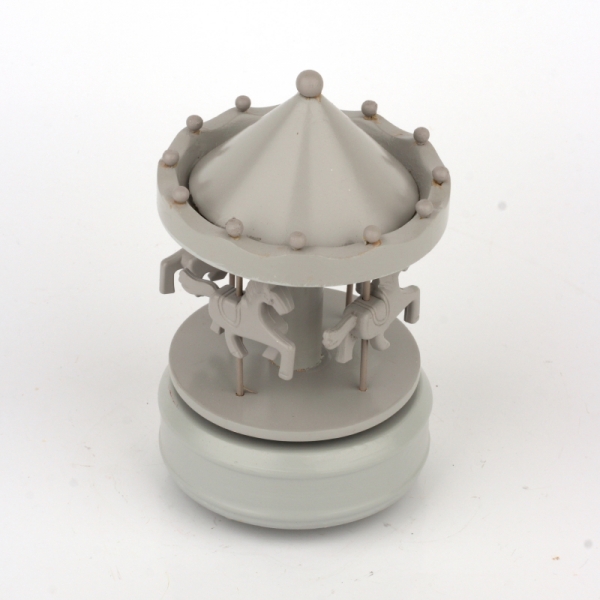 Dřevěný hrací kolotoč šedý 19cm