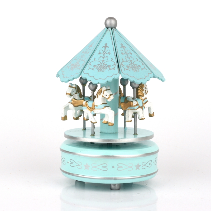 Dřevěný hrací kolotoč tyrkys 19cm