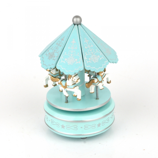 Dřevěný hrací kolotoč tyrkys 19cm