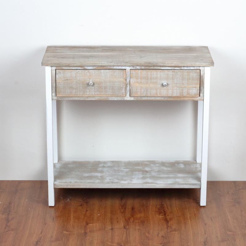 Dřevěný konzolový stolek se dvěma šuplíky 85x77x37cm