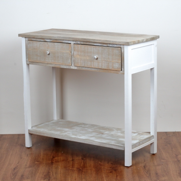 Dřevěný konzolový stolek se dvěma šuplíky 85x77x37cm