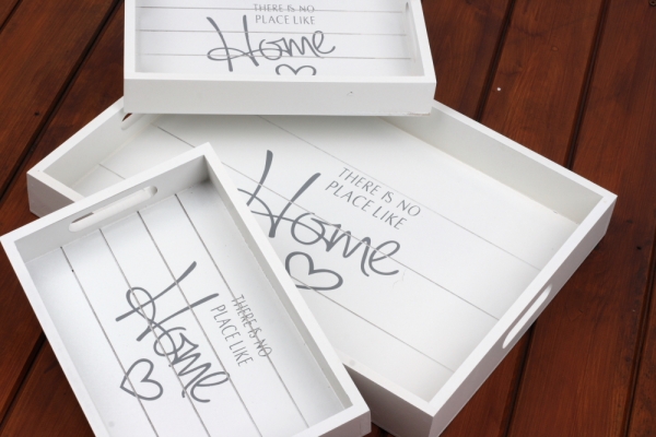 Dřevěný podnos Home sada 3ks 30x40/18x26cm