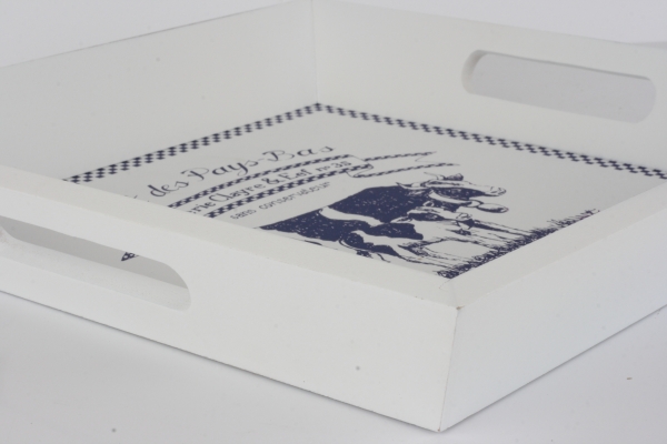 Dřevěný podnos LAIT DE VACHE 40x40/30x30cm (sada 2ks)