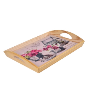 Dřevěný podnos s dlažbou 52x5x34,5cm