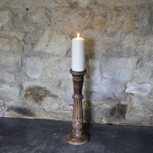 Dřevěný ručně vyřezávaný svícen 46 cm 