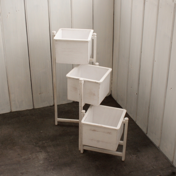 Dřevěný stojan na květiny bílý 67cm