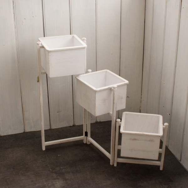 Dřevěný stojan na květiny bílý 67cm