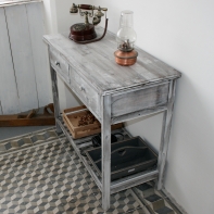 Dřevěný stůl hnědý se zásuvkou 90×77×41cm