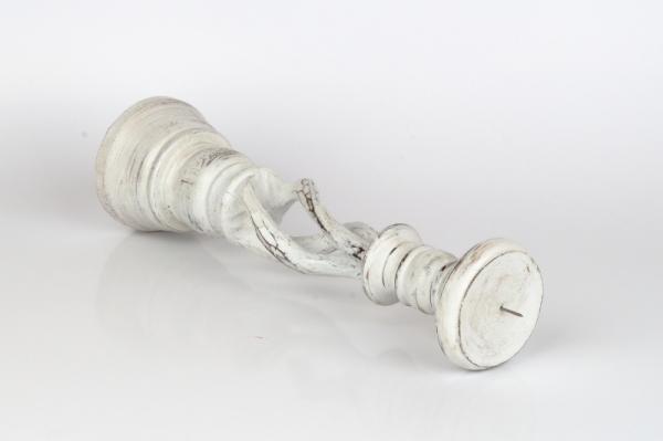 Dřevěný svícen bílý s patinou 35cm