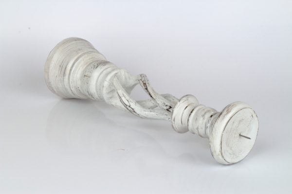 Dřevěný svícen bílý s patinou 35cm