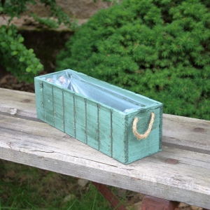 Dřevěný truhlík zelený 29 x 9 x 9 cm