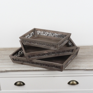 Dřevěný vintage podnos (set 3ks)