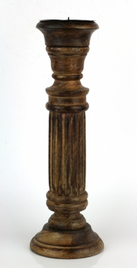 Dřevěný vyřezávaný svícen tmavý 37cm