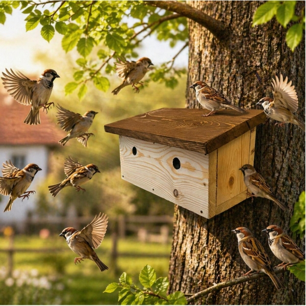 Dvojbudka pro vrabce 22 x 42 x 24 cm