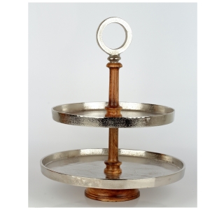 Etažér dvoupatrový stříbrný 46x49,5cm