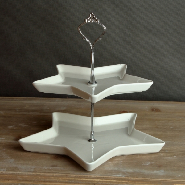 Etažér z porcelánu hvězda