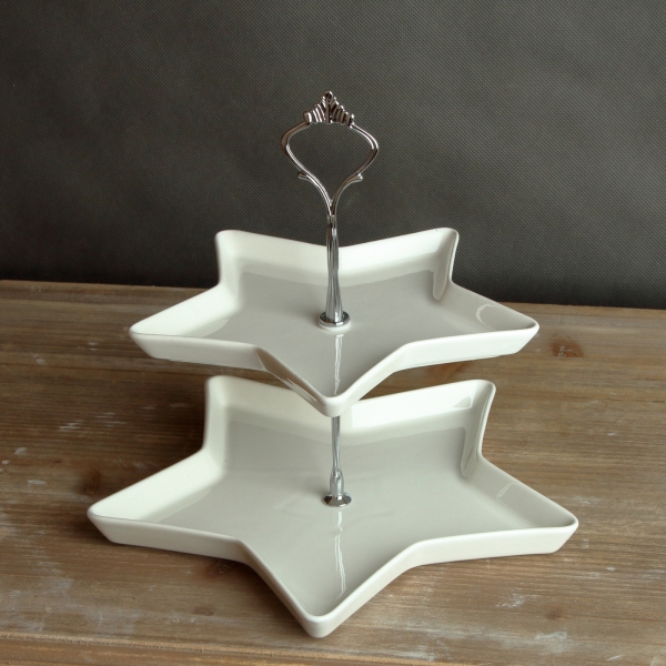 Etažér z porcelánu hvězda