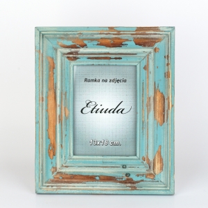 Fotorámeček na fotografii 13x18cm tyrkys s patinou 31x25,5cm 