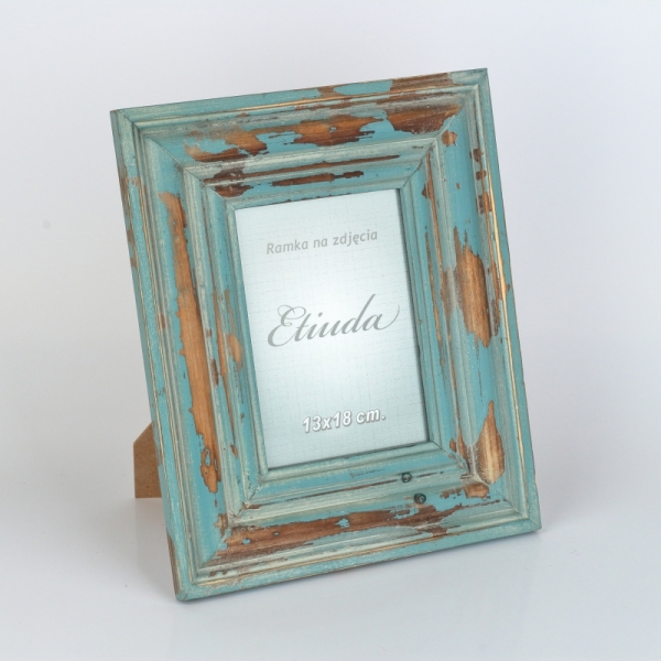 Fotorámeček na fotografii 13x18cm tyrkys s patinou 31x25,5cm