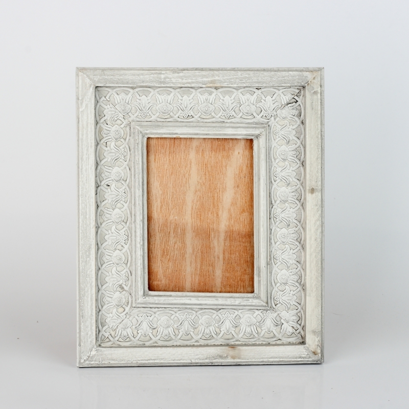 Fotorámeček šedý s patinou a zdobením 31x25cm